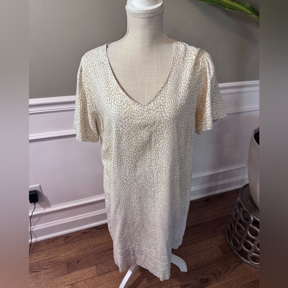 Original by Nicole Miller‎ Women Shift Dress Linen Blend Size XL tan and white